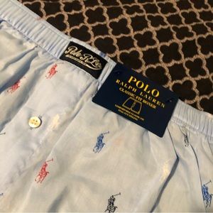 Polo Ralph Lauren Mens Classic Fit Plaid Woven Boxers Sz XL Red Sky Blue LOGO